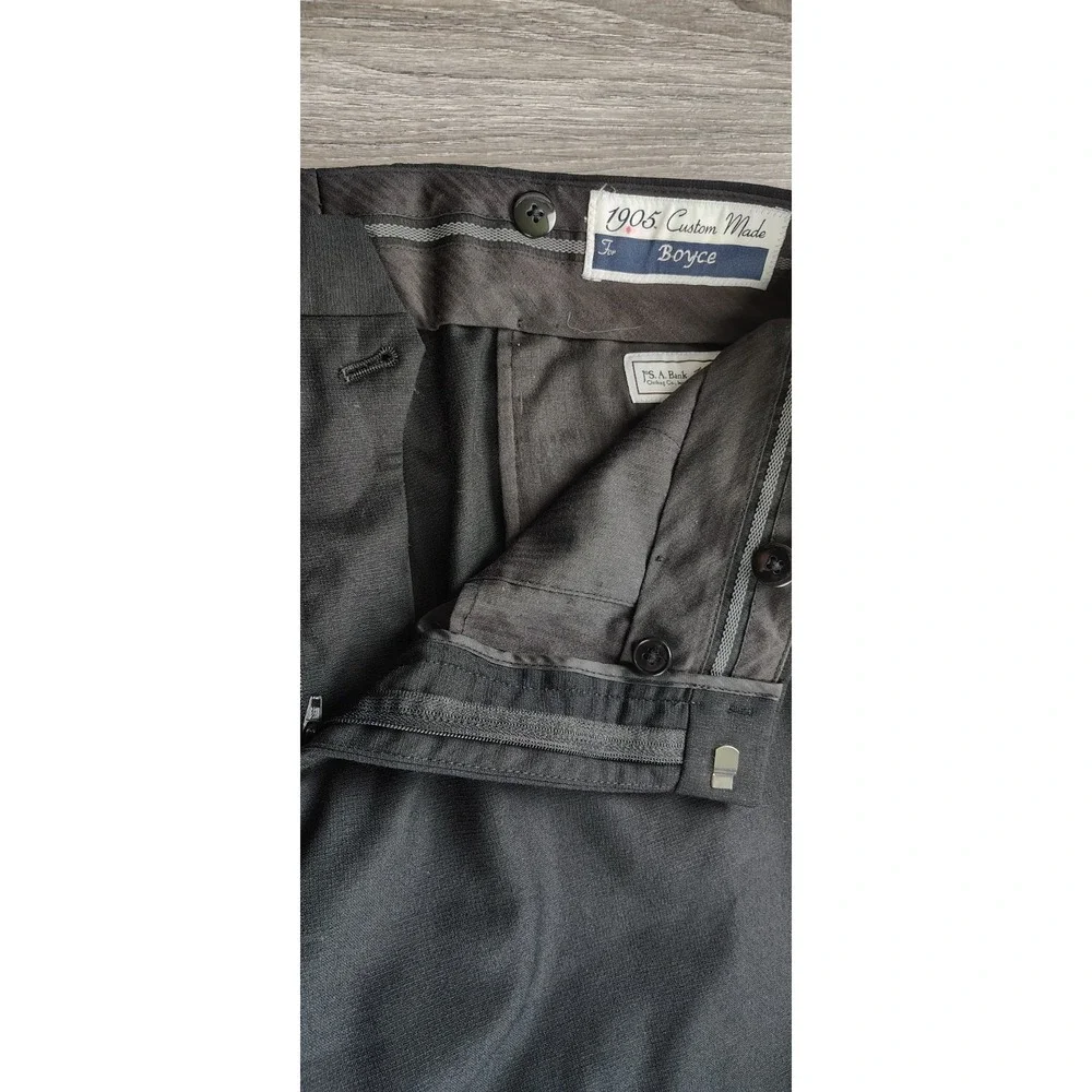 JOS. A.‎ Bank 1905 Custom Made Wool Blend Dress Pants 32R Black Flat Front